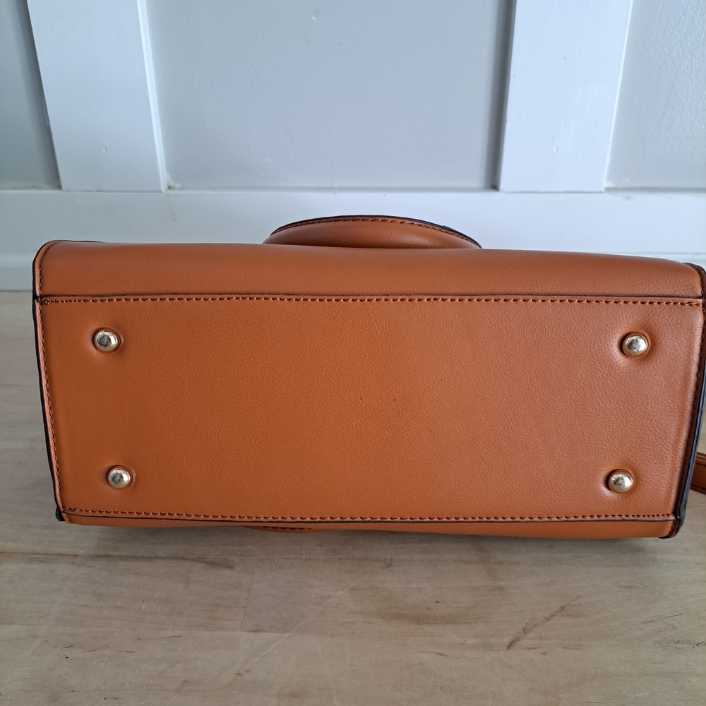 La Terre Fashion Cognac Brown Structured Satchel / Crossbody Bag - Picture 5 of 7